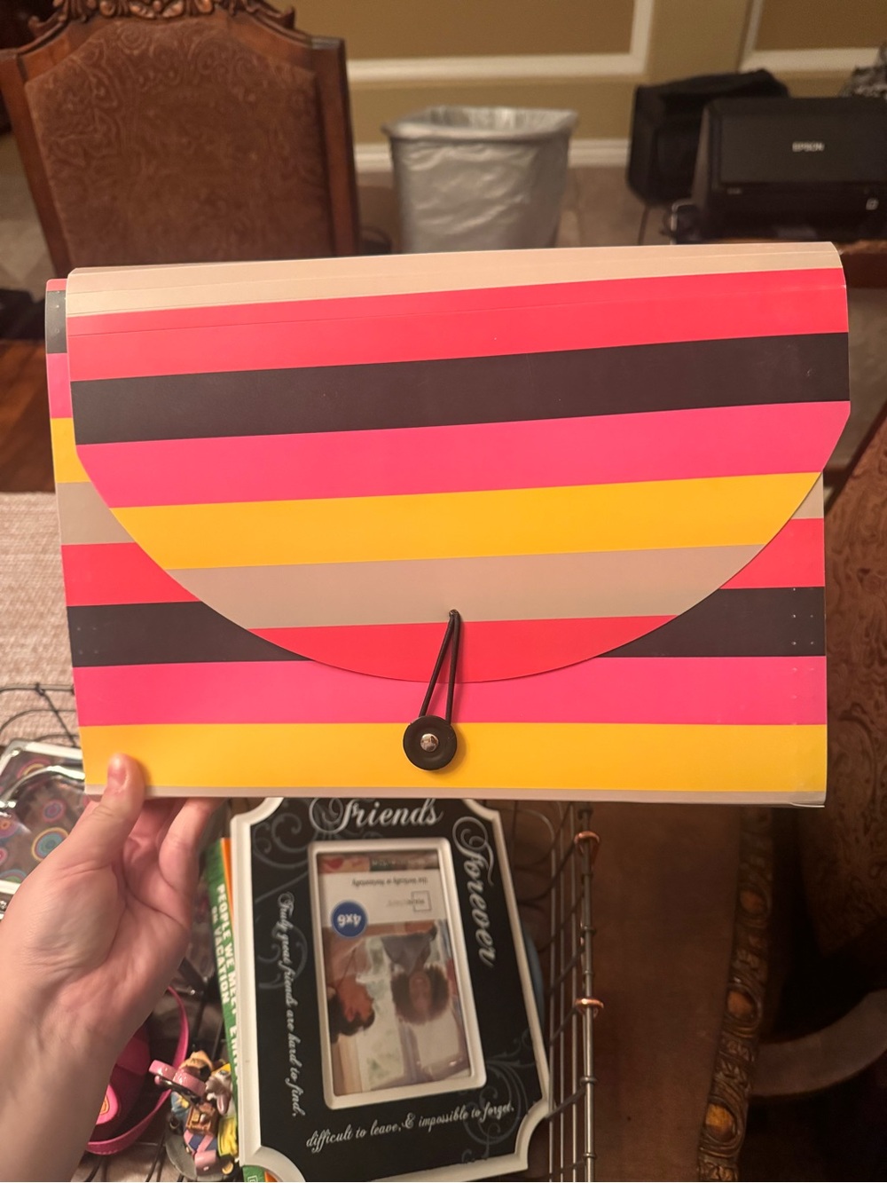 Striped Pink & Yellow Document Clutch